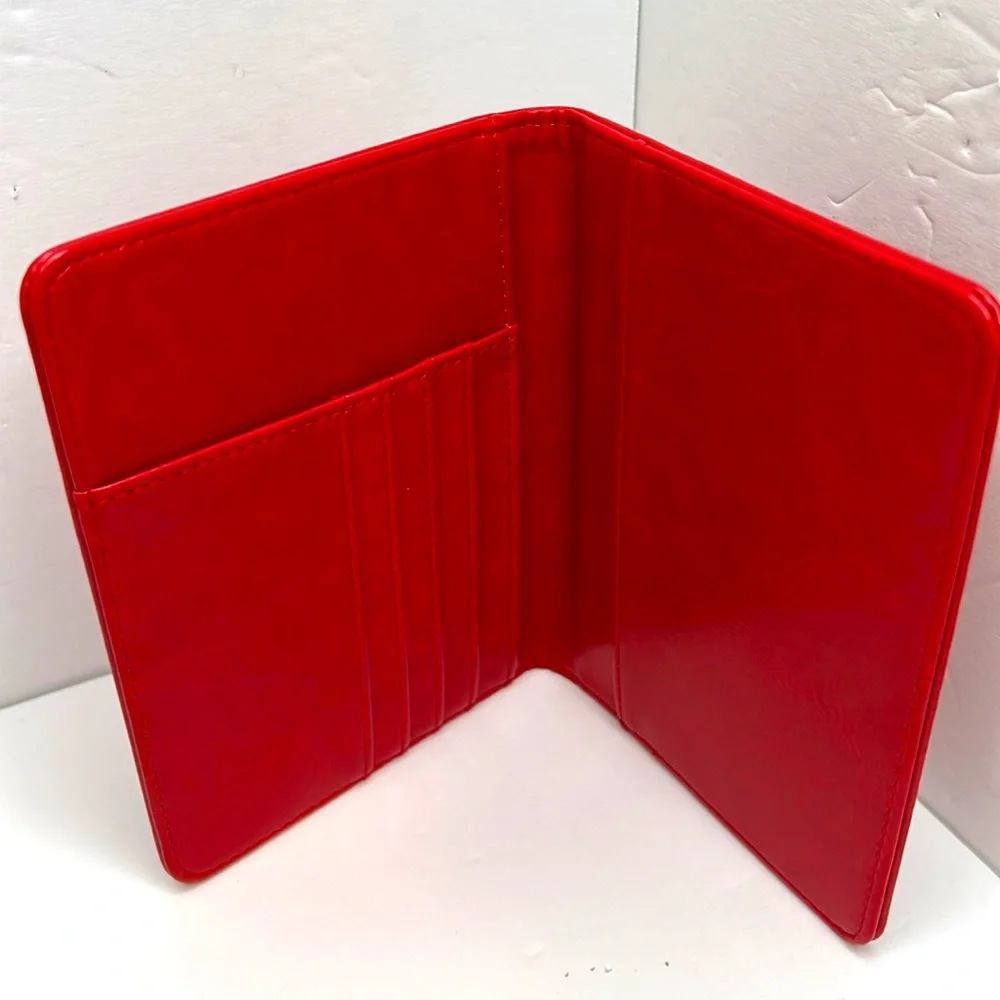 LEATHER PASSPORT COVER/WALLET, RED COLOR